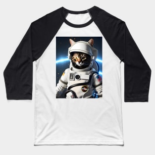 Astronaut Cat - Modern Digital Art Baseball T-Shirt